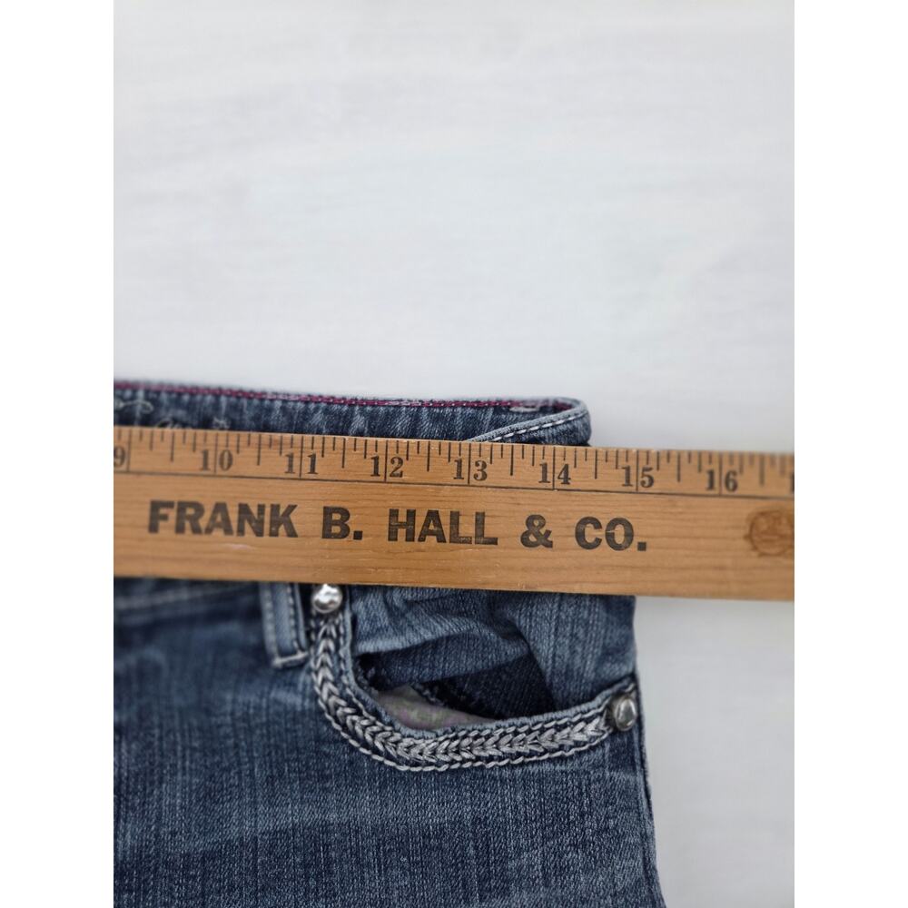 Rock 47 Wrangler Jeans Womens 7/8x34 Blue Bootcut Low Rise Denim Distressed READ - Picture 12 of 14